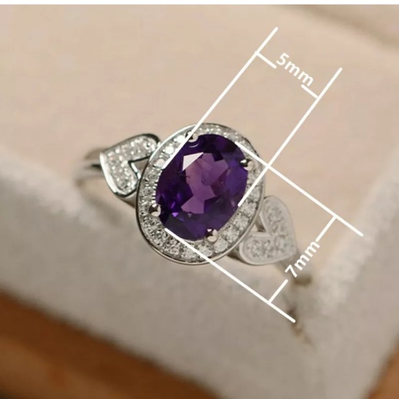 Fashion 925Silver Wedding Ring Amethyst Ring - Picture 5 of 5